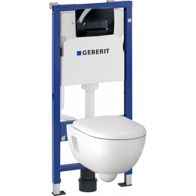 Комплект инсталляция GEBERIT DUOFIX DELTA 500,103.DW.R с подвесным унитазом RENOVA с сиденьем микролифт и клавишей