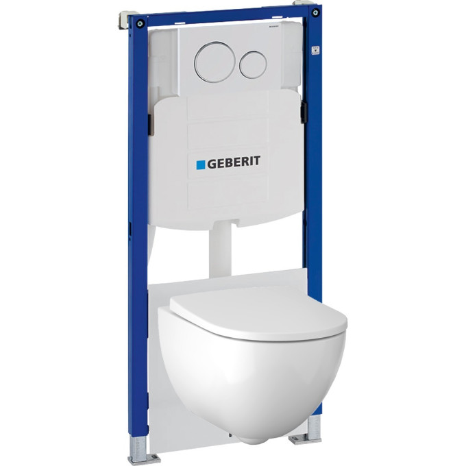 Комплект инсталляция GEBERIT DUOFIX SIGMA 500,301.KJ.A с подвесным унитазом ACANTO с сиденьем микролифт и клавишей